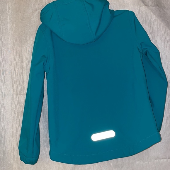 Teal green kid’s jacket with reflective strips - Picture 4 of 4